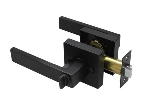 Chapa manija para baño negro satinado